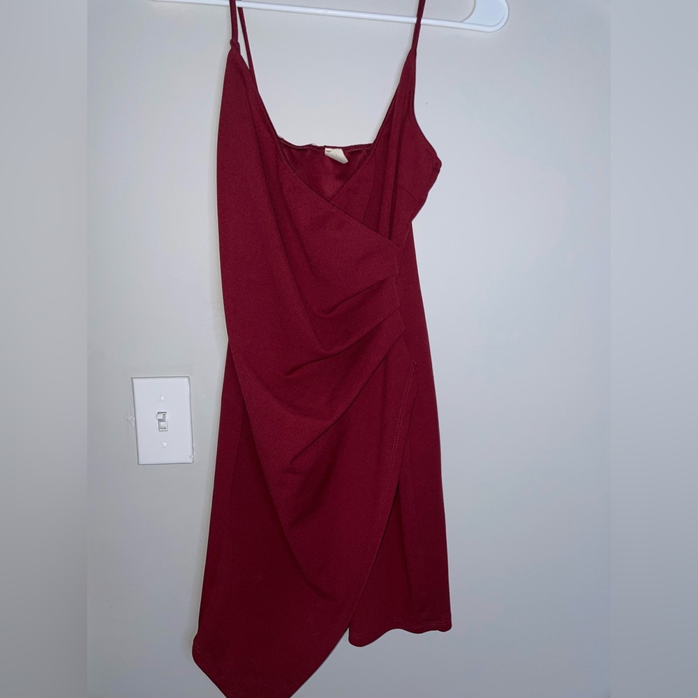Burgundy body-con dress